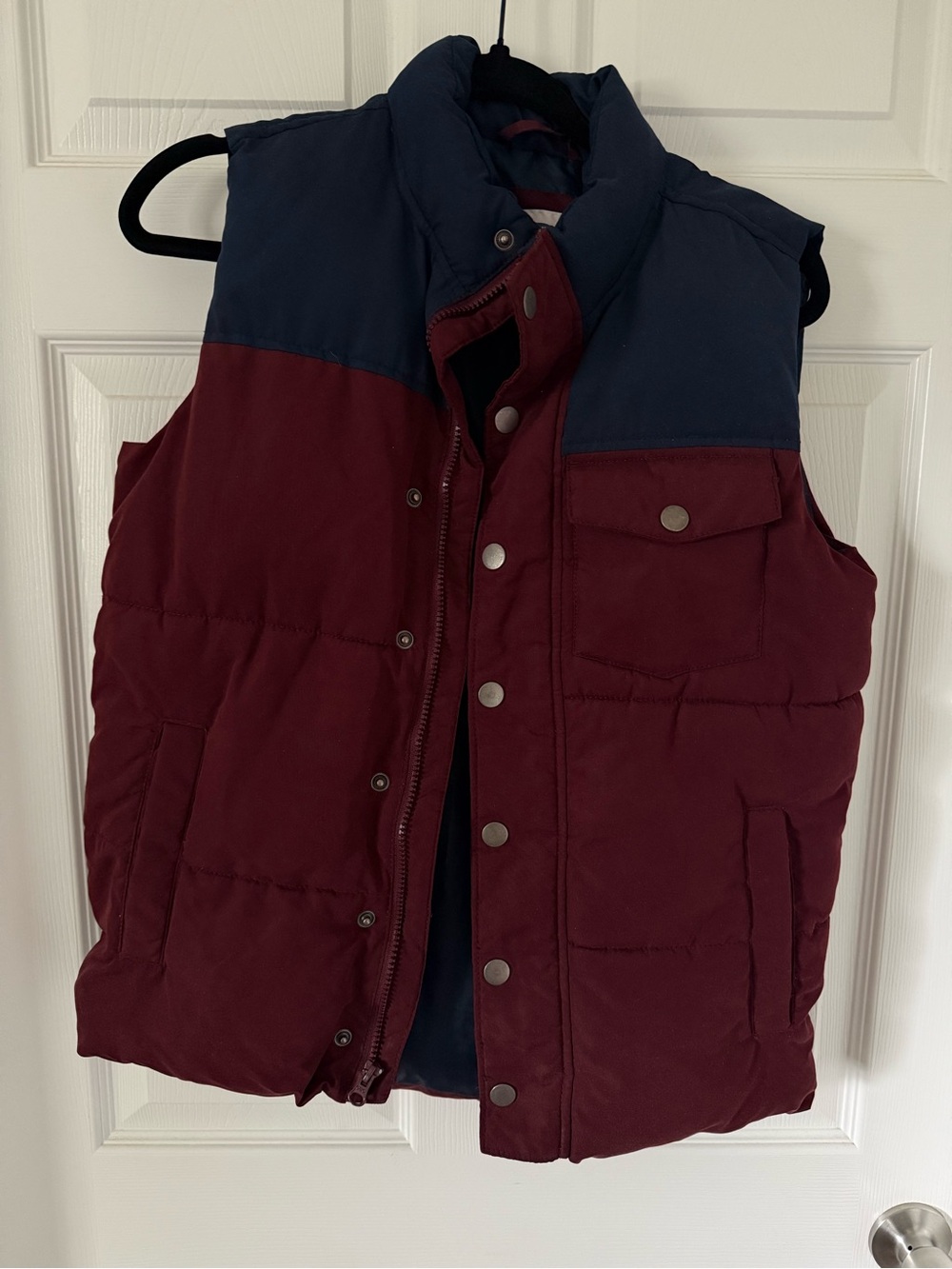 Old Navy Maroon and Navy Quilted Puffer Vest